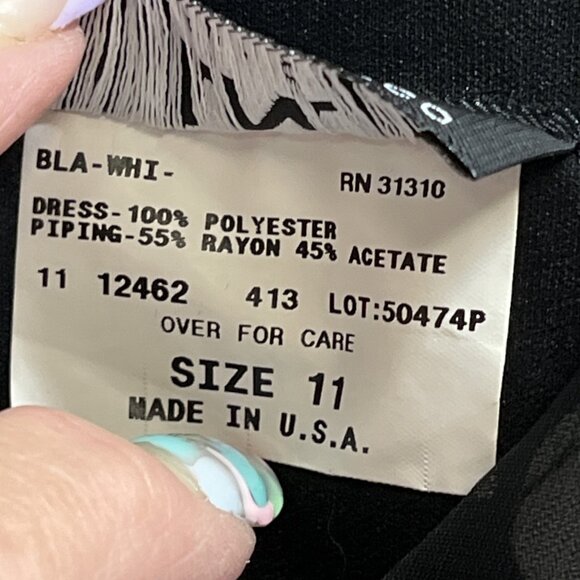 Vintage Y2K IN San Francisco Dress 11 Black Polka Dot Babydoll Asymmetrical - Picture 5 of 10